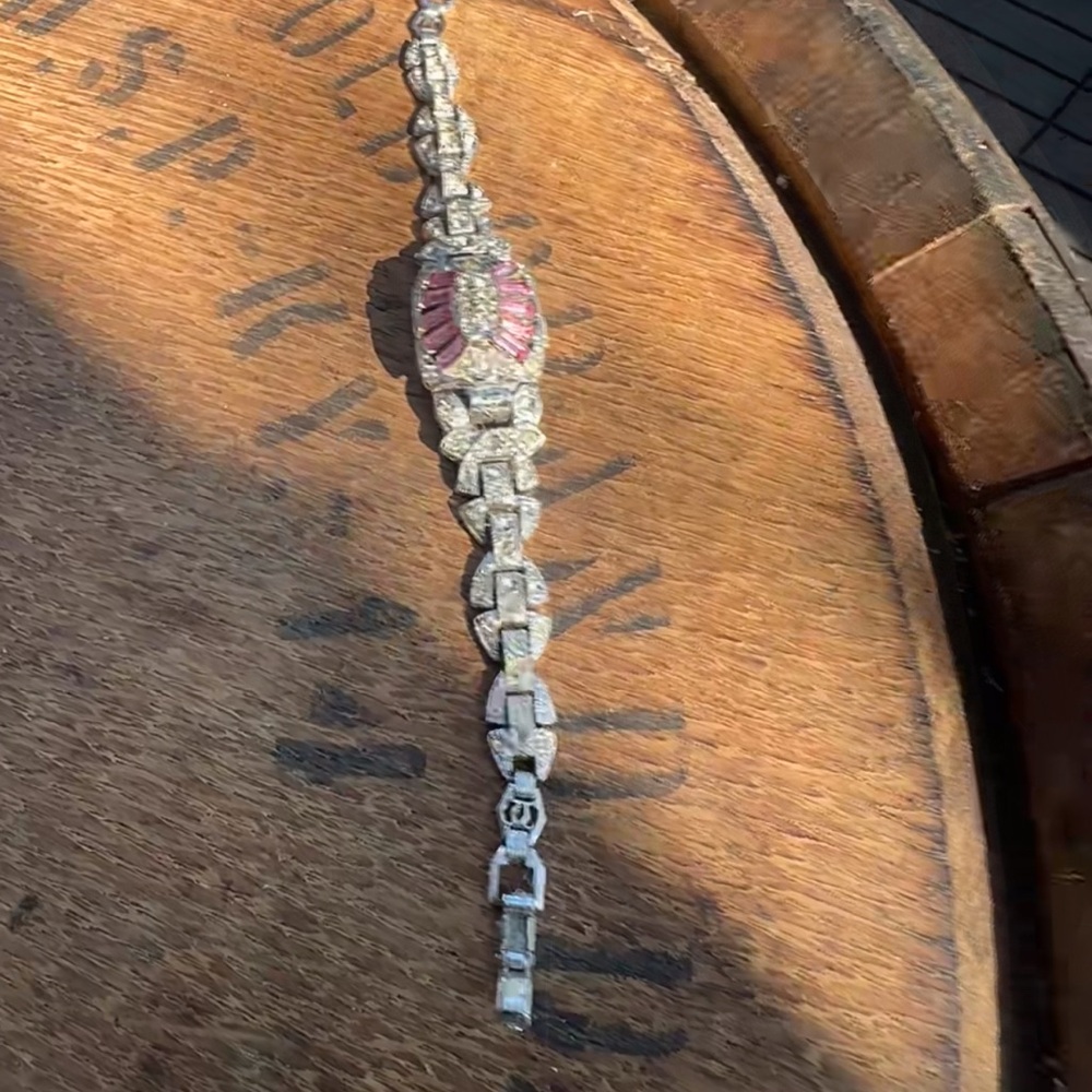 Antique/vintage Bulova watch Silver and Pink Women's Bracelet watch